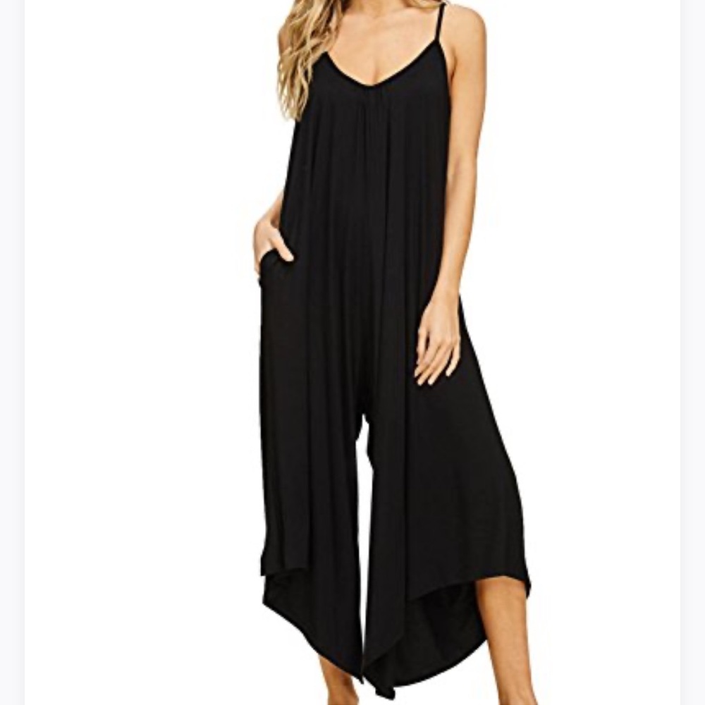 Annabelle Black Jumpsuit with V-Neck and Wide-Leg Design